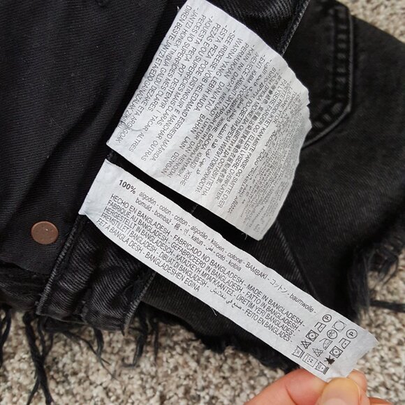 NEW ZARA Size 27 / 4 HIGH WAIST RISE RIPPED FRAYED TRF DENIM SHORTS Black - Picture 8 of 8